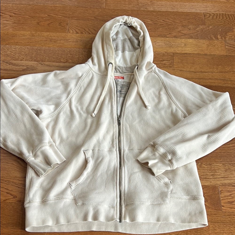 GAP large cream tan zipper long sleeve heavyweight sweat jacket